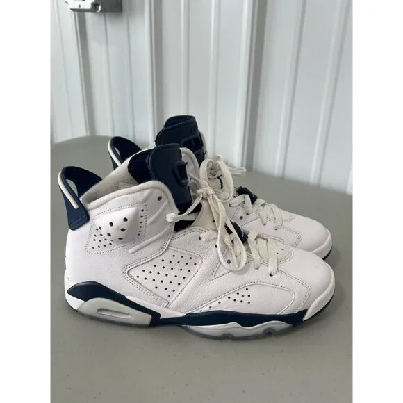 Air Jordan 6 Retro Midnight Navy Sneakers White/Blue Size 6.5 Mens Basketball Sh